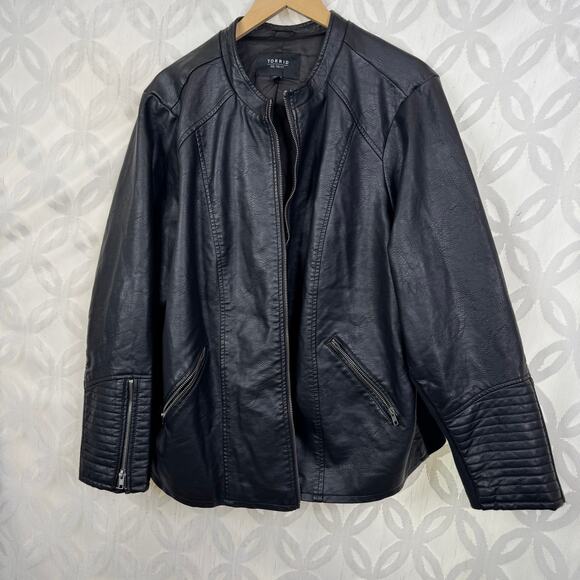 Torrid Black Faux Leather Collarless Moto Jacket Size 5X - Picture 12 of 12